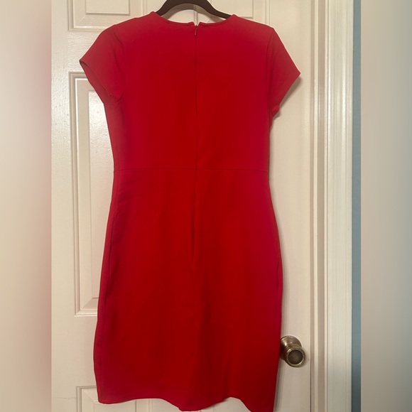 Worthington Stretch Draped Wrap Bodycon Red Dress Size 10 NWOT - Picture 3 of 5